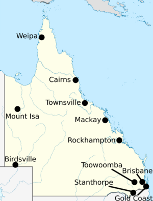 Labelled map of Queensland for Climate of Australia article