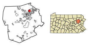 Location of West Wyoming in Luzerne County, Pennsylvania.