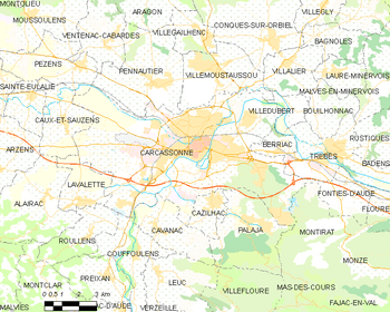 Map of the commune of Carcassonne