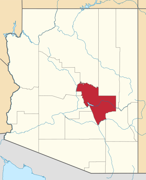 Image Map Of Arizona Highlighting Gila County