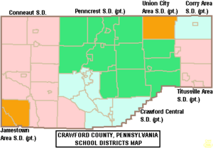 Map of Crawford County Pennsylvania School Districts