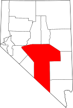 Map of Nevada highlighting Nye County