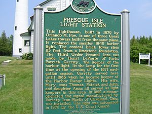 New Presque Isle lighthouse historical marker