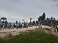 Pilgrims at Hill of crosses
