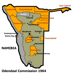 The Odendaal Plan for dividing Namibia into bantustans