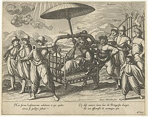 Portugees in een draagstoel, RP-P-1878-A-859