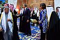 President and First Lady Obama, With Saudi King Salman, Shake Hands With Members of the Saudi Royal Family