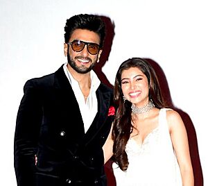 Ranveer Singh and Sara Arjun at the trailer launch of Dhurandhar (2025) (cropped)