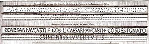Reconstitution de l’inscription de la Maison Carrée detail