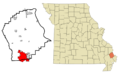 Scott County Missouri Incorporated and Unincorporated areas Sikeston Highlighted