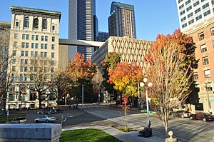 City Hall Park and King County Courthouse in downtown Seattle