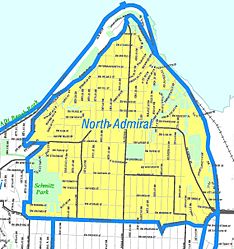 Map of West Seattle's location in Seattle