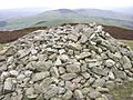 Stone cairn at the summit of Foel Fenlii