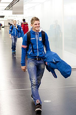 Thomas Morgenstern departure to Sochi.jpg
