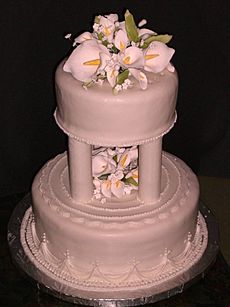 Tiered cake with fondant frosting