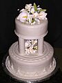 Tiered cake with fondant frosting
