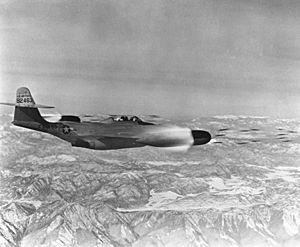 USAF F-89D Scorpion firing missiles