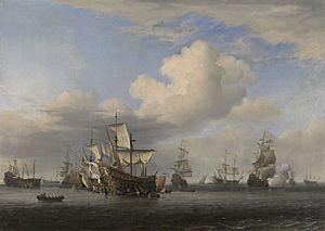 Veroverde Engelse schepen na de Vierdaagse Zeeslag Rijksmuseum SK-A-439