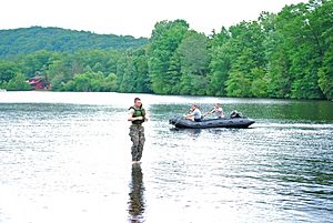 West Point Cadet Walking on Water upon Lake Popolopen July 09