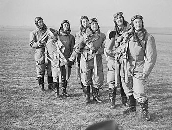 Women pilots of the Air Transport Auxiliary (ATA) in flying kit at Hatfield, 10 January 1940. C381