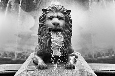 A lion fountain at Plaza Degetau, Ponce, Puerto Rico