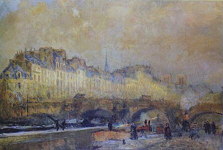 Albert Lebourg, before 1918, Paris, l'écluse de la Monnaie. Soleil d'hiver, oil on canvas, 81.5 x 115.5 cm, Musée d'Orsay, Paris.