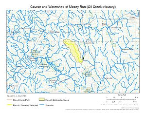 Course and Watershed of Mosey Run (Oil Creek tributary)