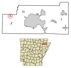 Location of Egypt in Craighead County, Arkansas.