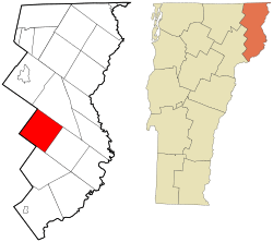 Location in Essex County and the state of Vermont.