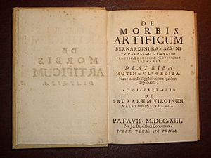 Frontpage of the definitive 1713 edition of De Morbis Artificum Diatriba