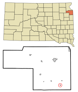 Location in Grant County and the state of South Dakota