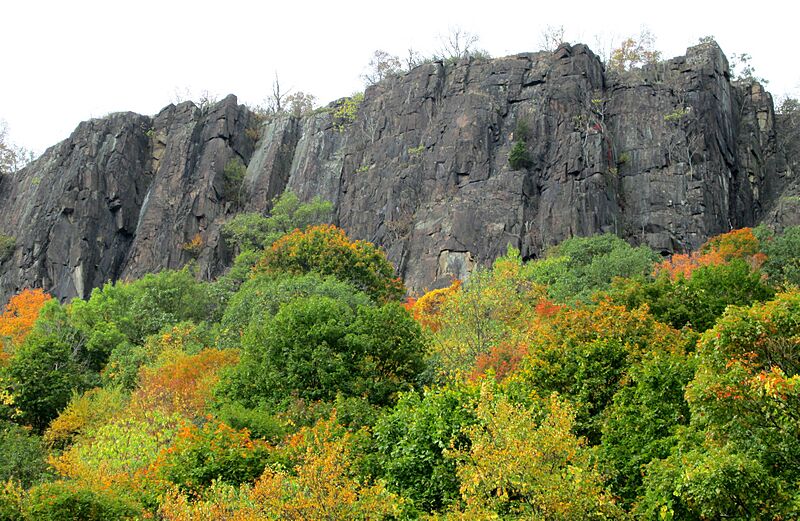 Hudson River Palisades from Alpine Boat Basin in fall 1