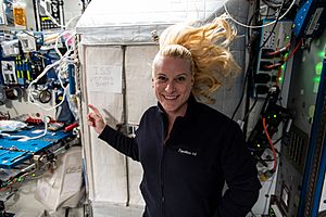 ISS-64 Kate Rubins in front of the 'voting booth'