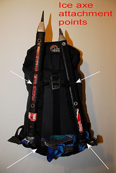 Ice axe attachment points