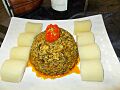 Ikok mixé et son manioc vapeur