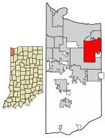 Location of Hobart in Lake County, Indiana.