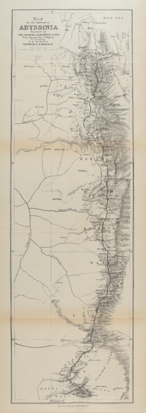 Map of the portion of Abyssinia traversed by the British expedition in 1868 from Annesley Bay to Magdala.
