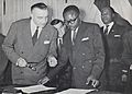 Maurice Yaméogo and Louis Jacquinot exchanging instruments of ratification for the independence of the Upper Volta