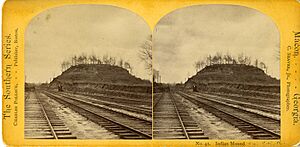 Ocmulgee National Monument, Funeral Mound (railroad cut on left), circa 1876 - DPLA - fd9cf4e1f3cae2a47fea5873b13fd50f