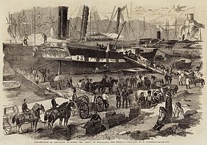 Robert Thomas Landells - Embarkation of Artillery on Board the Argo at Balaclava - ILN 1856