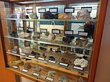 Rutgers University Geology museum minerals on display in cabinet