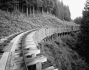 View of 'S' Curve, From walkway on flume - Electron Hydroelectric Project, Along Puyallup River, Electron, Pierce County, Wa Haer Wash, 27-Elec, 1-34 Crop