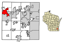 Location of Oconomowoc in Waukesha County, Wisconsin