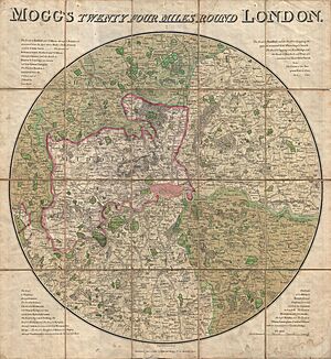 1820 Mogg Pocket or Case Map of London, England (24 Miles around) - Geographicus - London24-mogg-1820