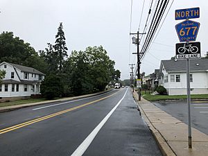 2018-09-12 08 42 48 View north along Passaic County Route 677 (High Mountain Road) at Manchester Avenue in North Haledon, Passaic County, New Jersey