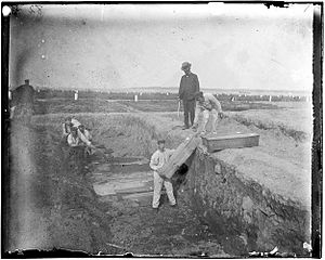 A trench at the potter's field on Hart Island, circa 1890 by Jacob Riis