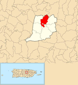 Location of Achiote within the municipality of Naranjito shown in red