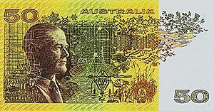 Australian $50 note paper back