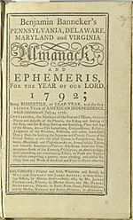 Title page Benjamin Banneker's 1792 Almanac