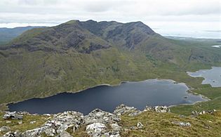 Ben Lugmore and Doo Lough from the south ridge of Barrclashcame